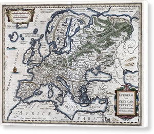 Old Map Of Europe 1570 - Canvas Print