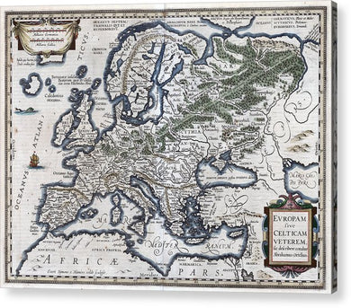 Old Map Of Europe 1570 - Acrylic Print