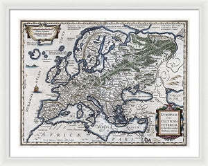 Old Map Of Europe 1570 - Framed Print