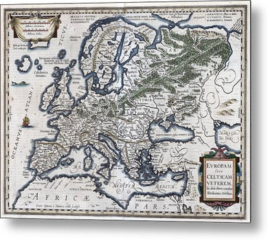 Map Of Europe 1570 - Metal Print