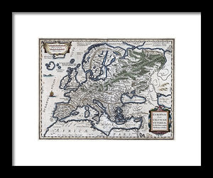 Old Map Of Europe 1570 - Framed Print