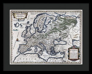 Old Map Of Europe 1570 - Framed Print