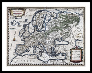 Old Map Of Europe 1570 - Framed Print