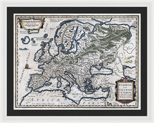 Old Map Of Europe 1570 - Framed Print