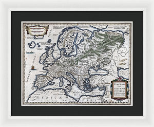 Old Map Of Europe 1570 - Framed Print