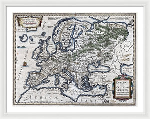 Old Map Of Europe 1570 - Framed Print