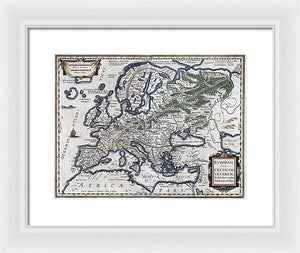 Old Map Of Europe 1570 - Framed Print