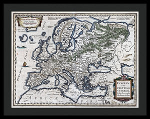 Old Map Of Europe 1570 - Framed Print