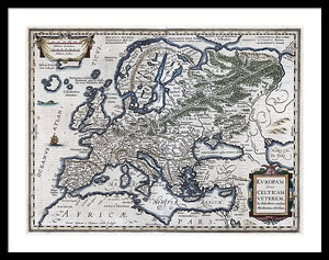 Old Map Of Europe 1570 - Framed Print