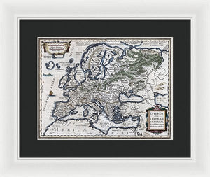 Old Map Of Europe 1570 - Framed Print