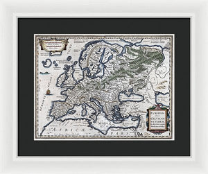 Old Map Of Europe 1570 - Framed Print