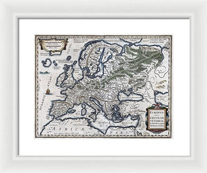 Old Map Of Europe 1570 - Framed Print