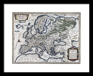 Old Map Of Europe 1570 - Framed Print