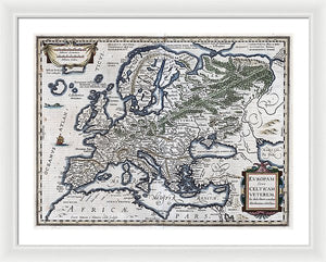 Old Map Of Europe 1570 - Framed Print