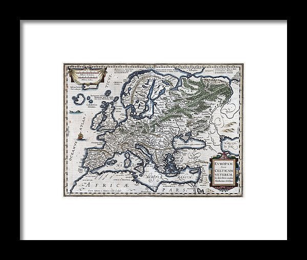 Old Map Of Europe 1570 - Framed Print