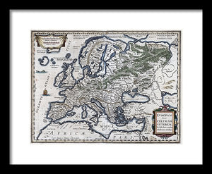 Old Map Of Europe 1570 - Framed Print