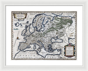 Old Map Of Europe 1570 - Framed Print