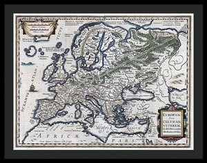 Old Map Of Europe 1570 - Framed Print