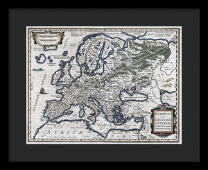 Old Map Of Europe 1570 - Framed Print