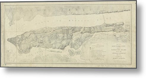Map Of Manhattan New York City 1776 - Metal Print
