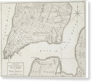 Old Map Of New York City 1776 - Canvas Print