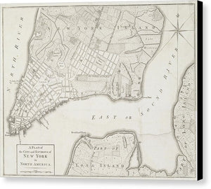 Old Map Of New York City 1776 - Canvas Print