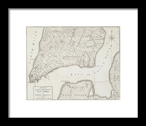 Old Map Of New York City 1776 - Framed Print