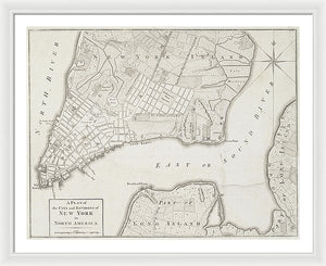 Old Map Of New York City 1776 - Framed Print