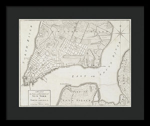 Old Map Of New York City 1776 - Framed Print