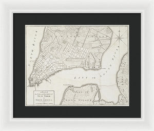 Old Map Of New York City 1776 - Framed Print