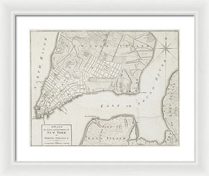 Old Map Of New York City 1776 - Framed Print