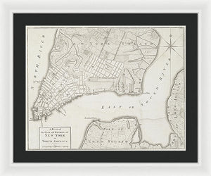 Old Map Of New York City 1776 - Framed Print