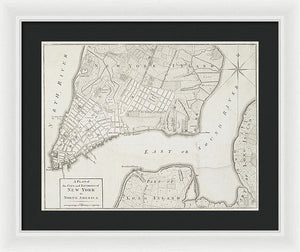 Old Map Of New York City 1776 - Framed Print