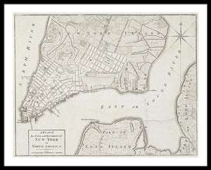 Old Map Of New York City 1776 - Framed Print