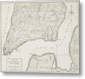 Map Of New York City 1776 - Metal Print