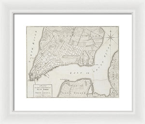 Old Map Of New York City 1776 - Framed Print