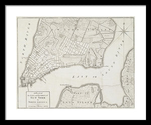 Old Map Of New York City 1776 - Framed Print