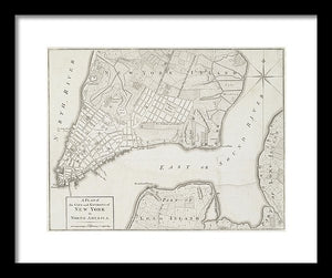 Old Map Of New York City 1776 - Framed Print