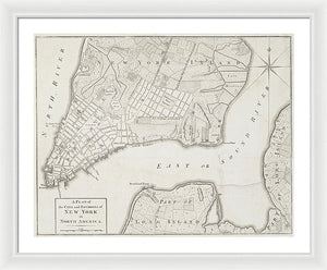 Old Map Of New York City 1776 - Framed Print