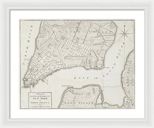 Old Map Of New York City 1776 - Framed Print