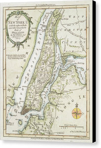 Old Map Of New York Island 1778 - Canvas Print