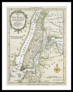 Old Map Of New York Island 1778 - Framed Print