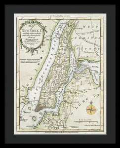 Old Map Of New York Island 1778 - Framed Print