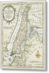 Old Map Of New York Island 1778 - Metal Print