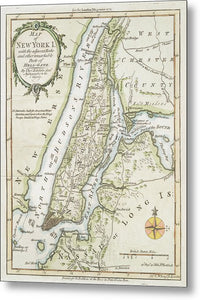 Map Of New York Island 1778 - Metal Print