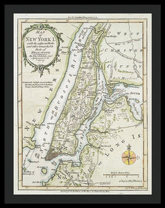 Old Map Of New York Island 1778 - Framed Print