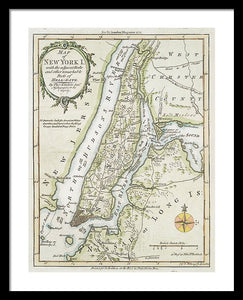 Old Map Of New York Island 1778 - Framed Print