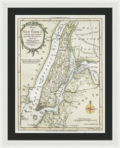 Old Map Of New York Island 1778 - Framed Print