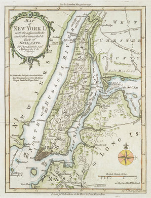 Old Map Of New York Island 1778 - Art Print