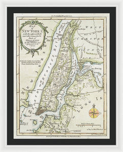 Old Map Of New York Island 1778 - Framed Print